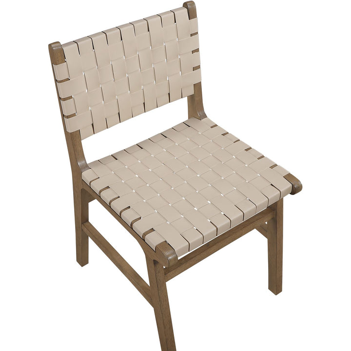 Entwine Vegan Leather Upholstered Dining Chair — Beige / Painted Brown