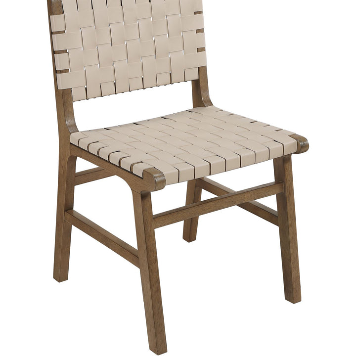 Entwine Vegan Leather Upholstered Dining Chair — Beige / Painted Brown