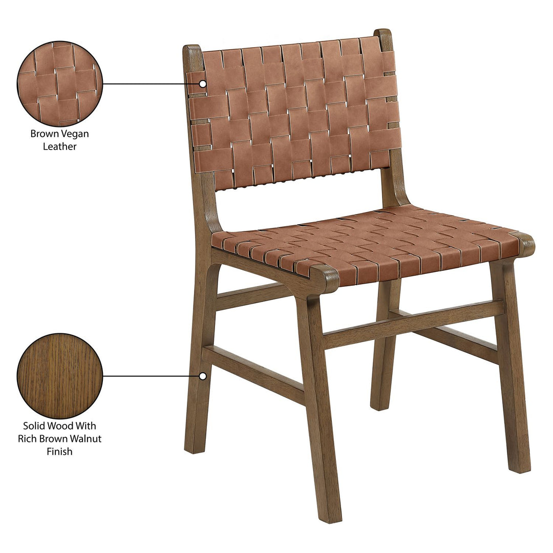 Entwine Vegan Leather Upholstered Dining Chair — Brown / Painted Brown