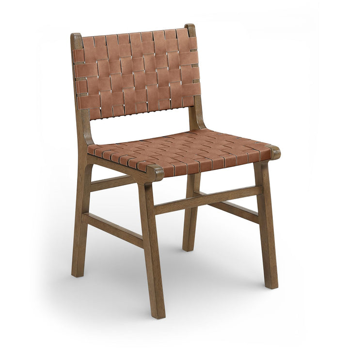 Entwine Vegan Leather Upholstered Dining Chair — Brown / Painted Brown