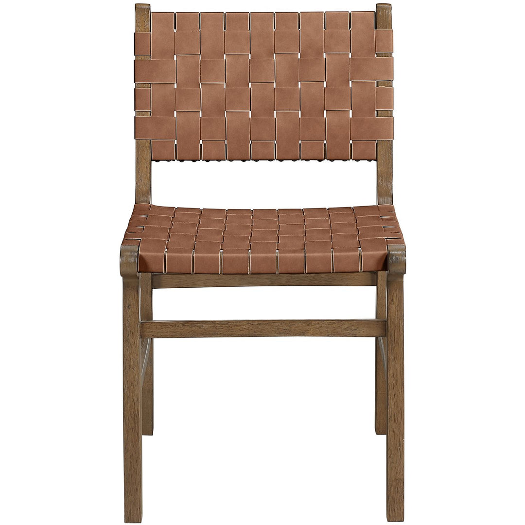 Entwine Vegan Leather Upholstered Dining Chair — Brown / Painted Brown