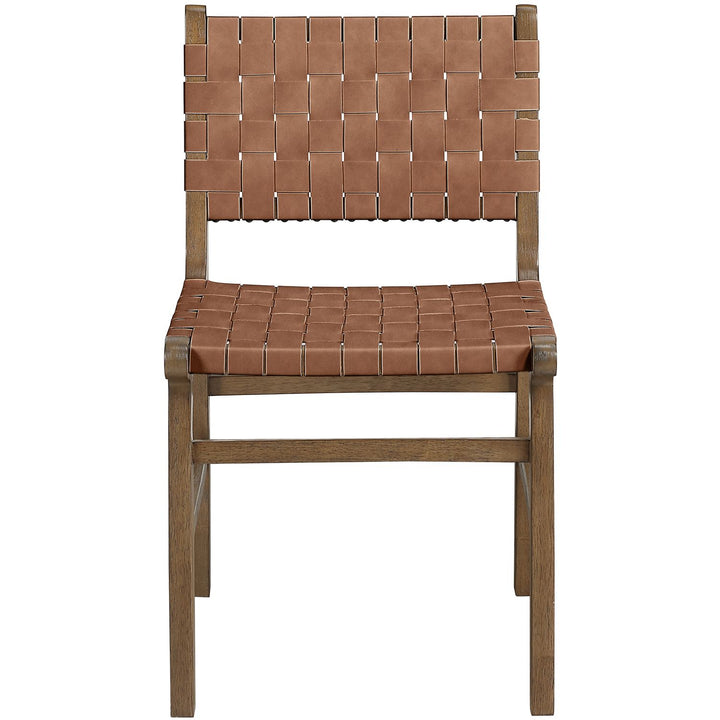 Entwine Vegan Leather Upholstered Dining Chair — Brown / Painted Brown