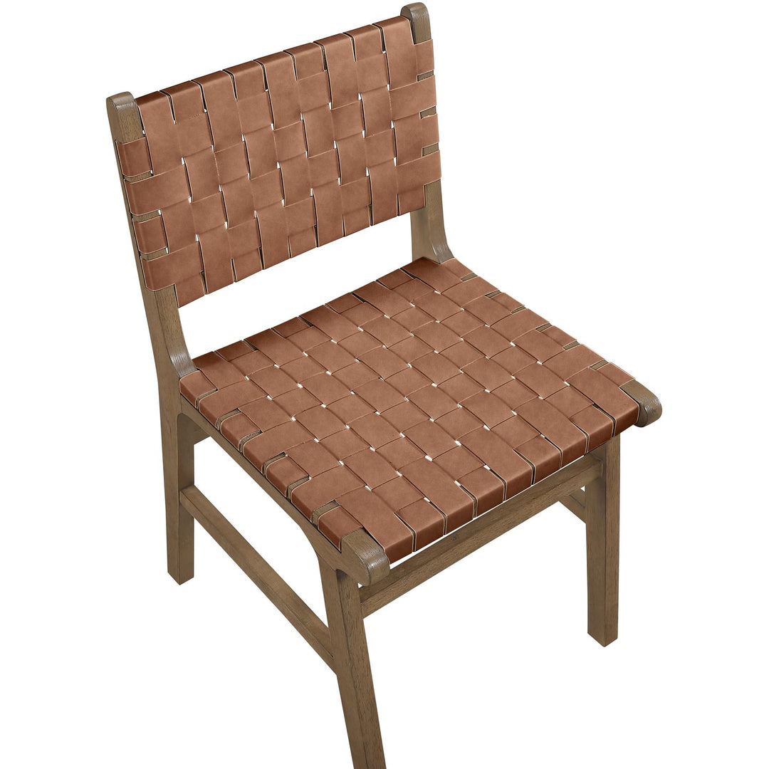 Entwine Vegan Leather Upholstered Dining Chair — Brown / Painted Brown