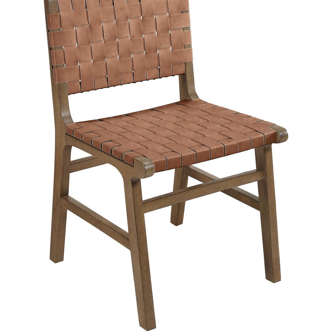 Entwine Vegan Leather Upholstered Dining Chair — Brown / Painted Brown