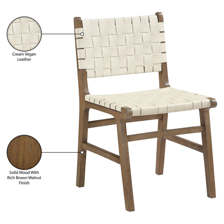 Entwine Vegan Leather Upholstered Dining Chair — Cream / Painted Brown