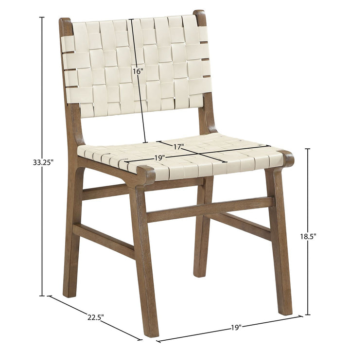 Entwine Vegan Leather Upholstered Dining Chair — Cream / Painted Brown