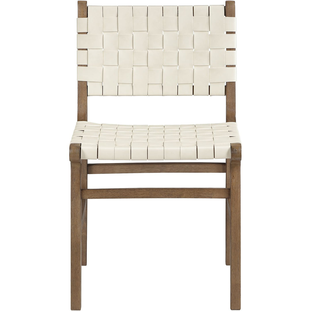 Entwine Vegan Leather Upholstered Dining Chair — Cream / Painted Brown
