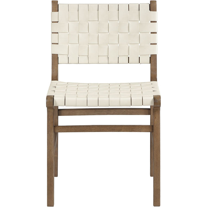 Entwine Vegan Leather Upholstered Dining Chair — Cream / Painted Brown