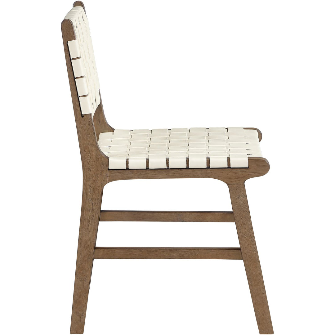 Entwine Vegan Leather Upholstered Dining Chair — Cream / Painted Brown