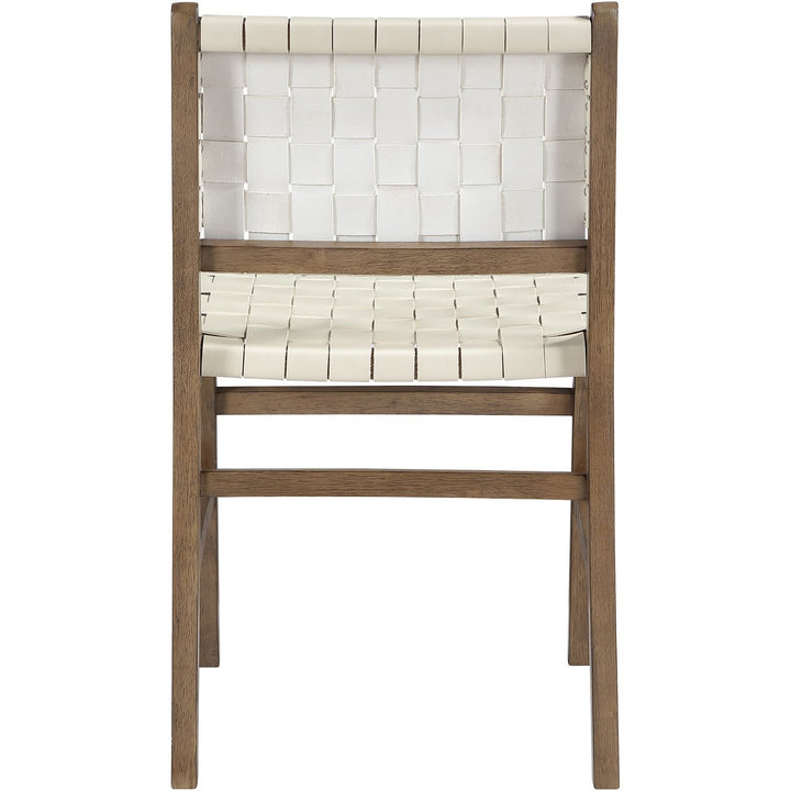 Entwine Vegan Leather Upholstered Dining Chair — Cream / Painted Brown