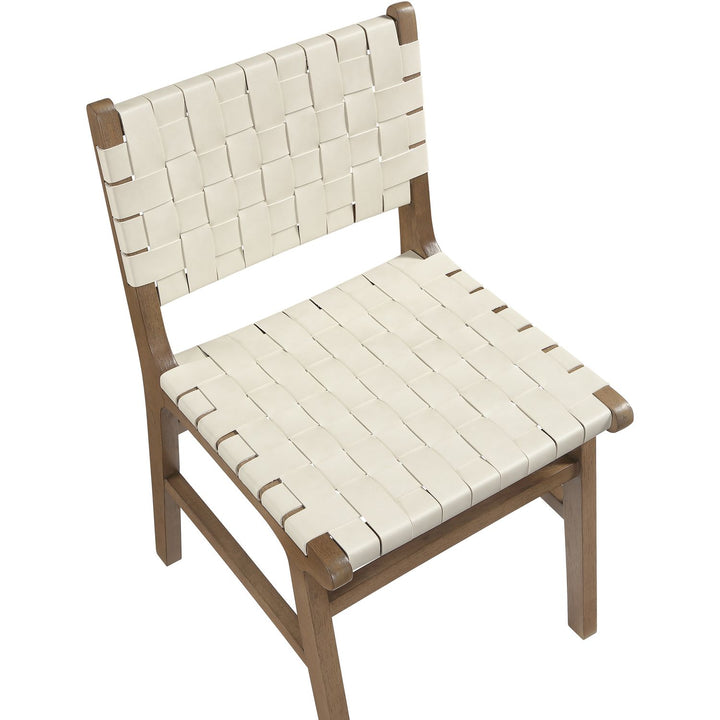 Entwine Vegan Leather Upholstered Dining Chair — Cream / Painted Brown