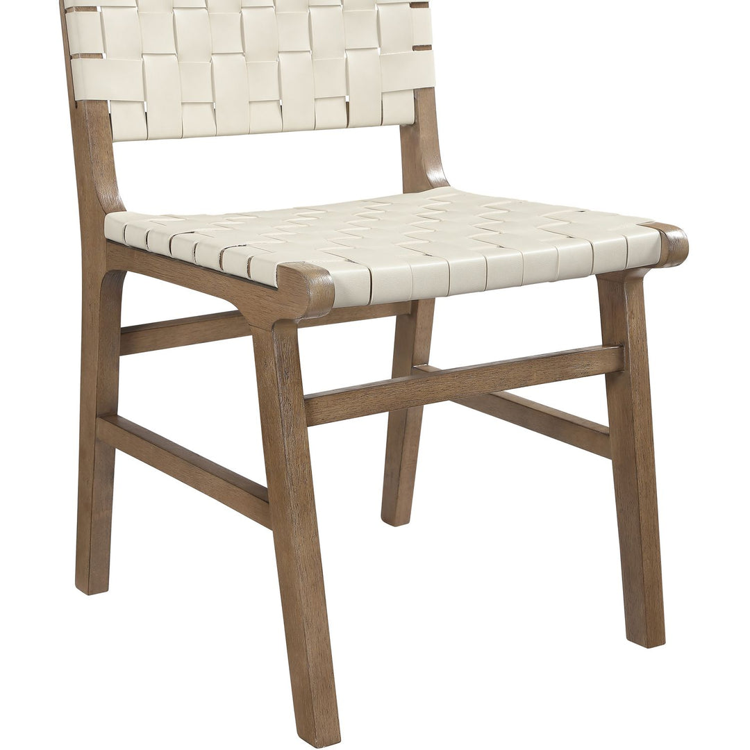 Entwine Vegan Leather Upholstered Dining Chair — Cream / Painted Brown