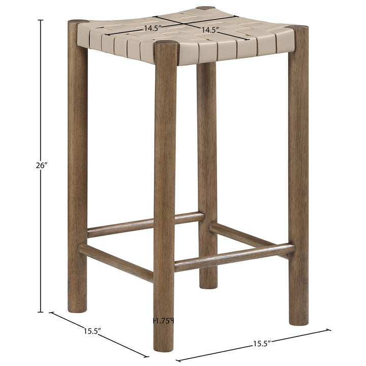 Entwine Vegan Leather Upholstered Counter Stool — Beige / Painted Brown