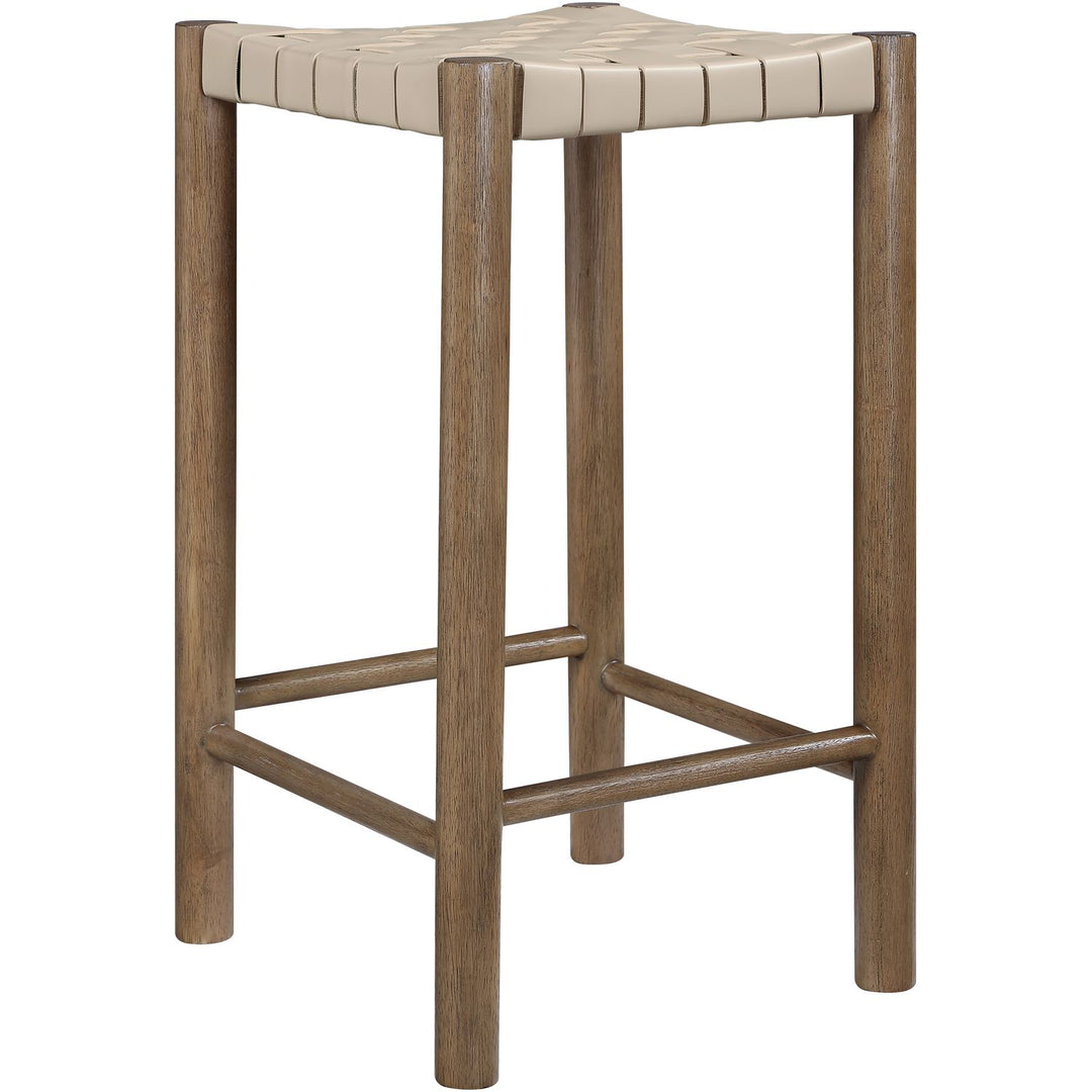 Entwine Vegan Leather Upholstered Counter Stool — Beige / Painted Brown