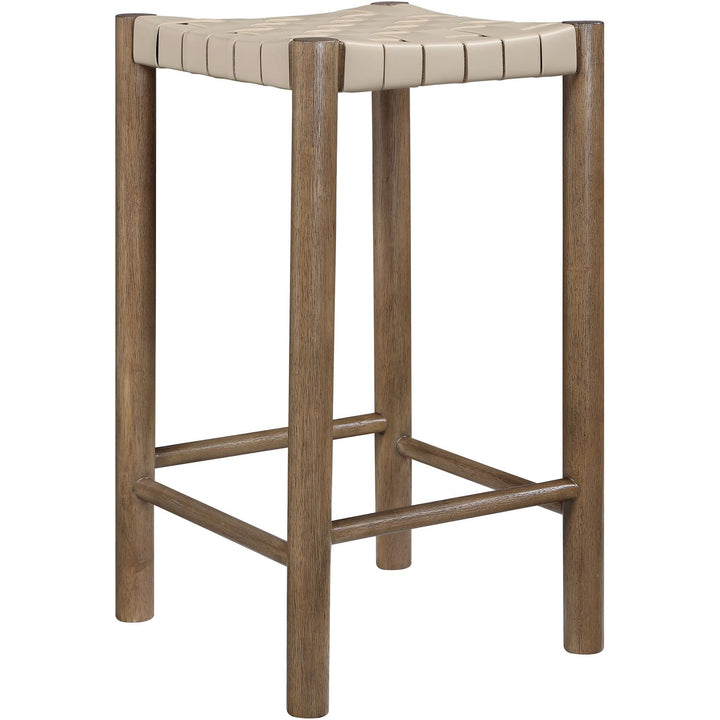 Entwine Vegan Leather Upholstered Counter Stool — Beige / Painted Brown