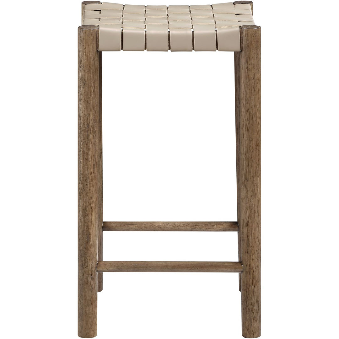 Entwine Vegan Leather Upholstered Counter Stool — Beige / Painted Brown