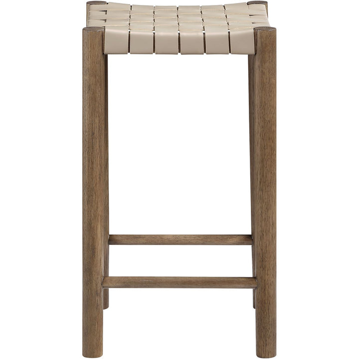 Entwine Vegan Leather Upholstered Counter Stool — Beige / Painted Brown