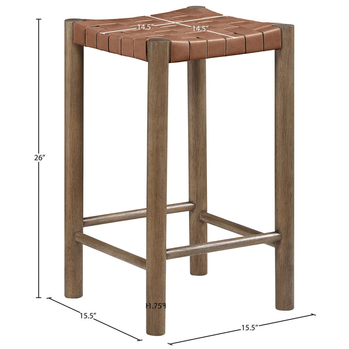 Entwine Vegan Leather Upholstered Counter Stool — Brown / Painted Brown