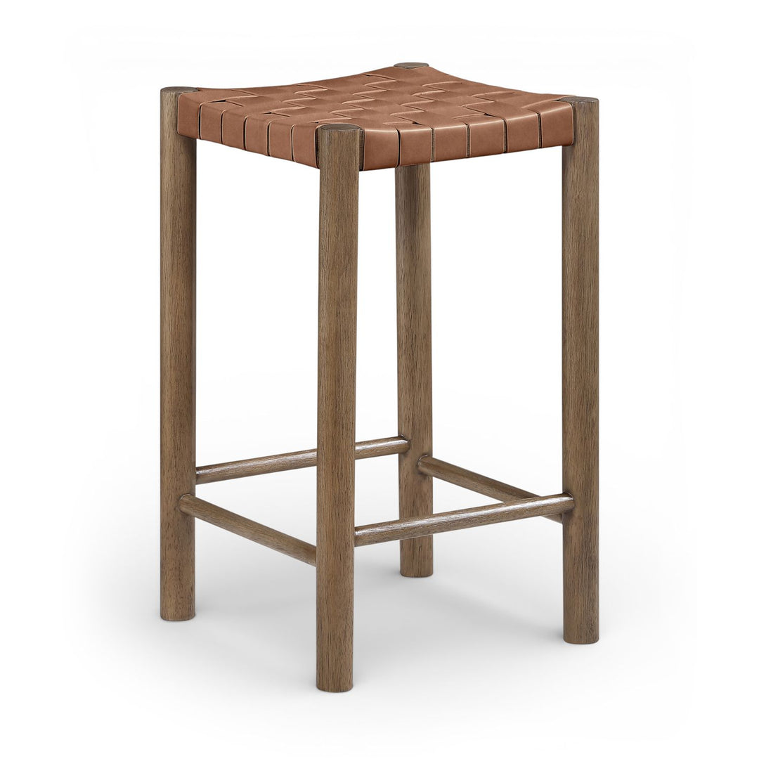 Entwine Vegan Leather Upholstered Counter Stool — Brown / Painted Brown