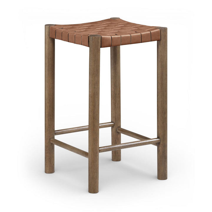Entwine Vegan Leather Upholstered Counter Stool — Brown / Painted Brown