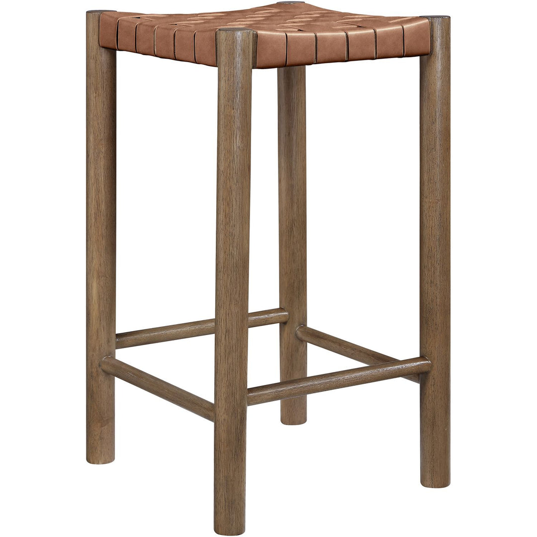 Entwine Vegan Leather Upholstered Counter Stool — Brown / Painted Brown