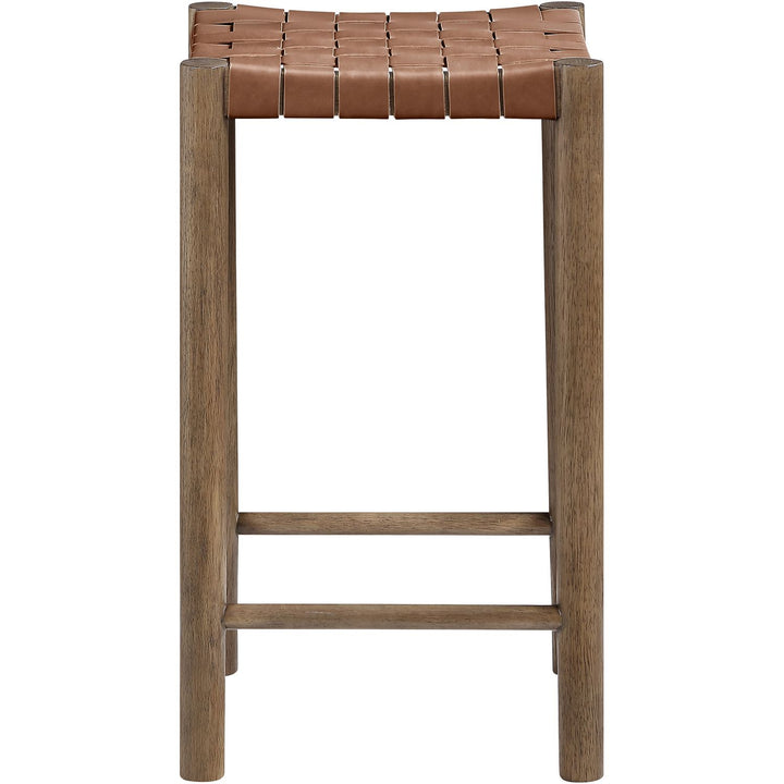 Entwine Vegan Leather Upholstered Counter Stool — Brown / Painted Brown