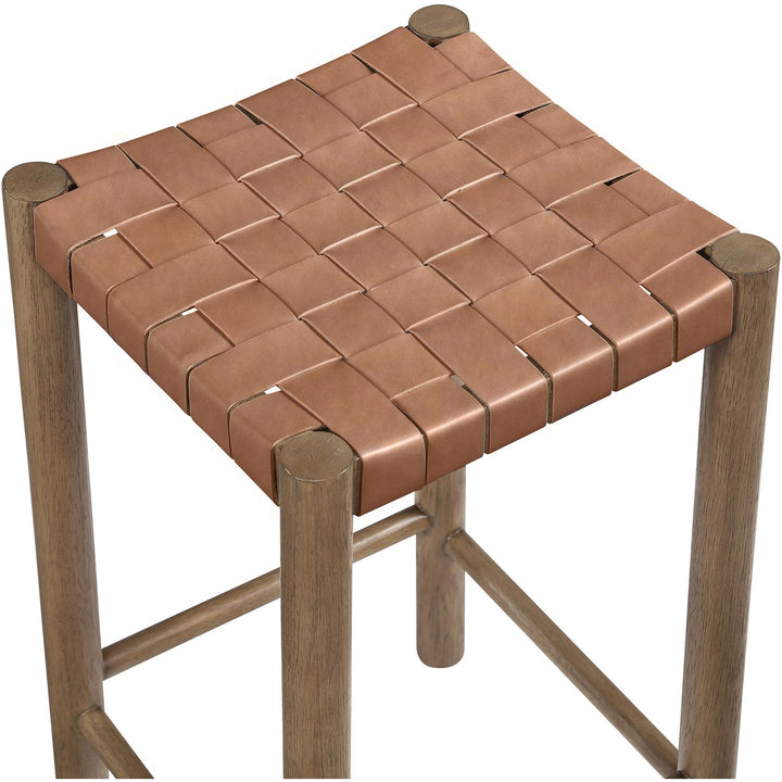 Entwine Vegan Leather Upholstered Counter Stool — Brown / Painted Brown
