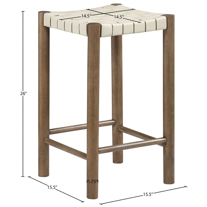 Entwine Vegan Leather Upholstered Counter Stool — Cream / Painted Brown