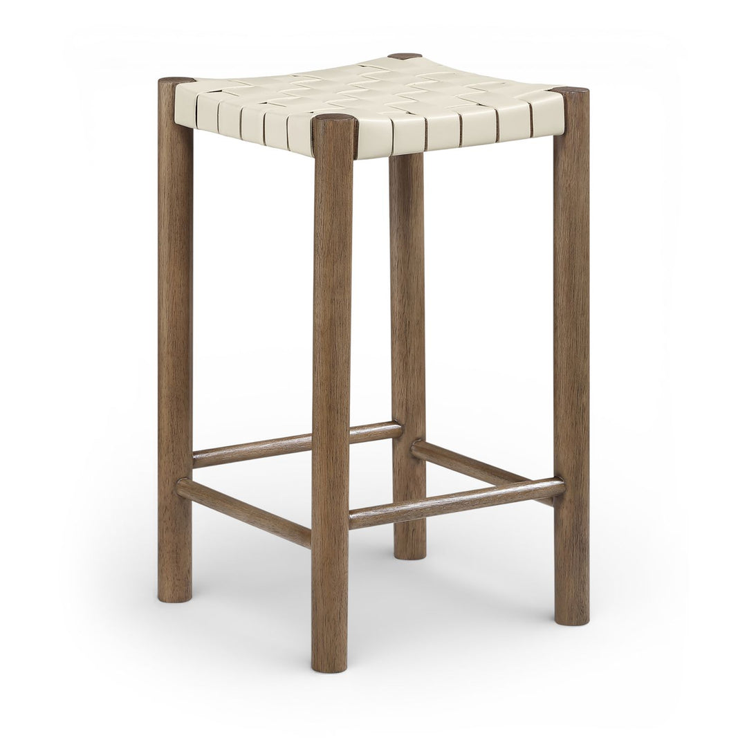 Entwine Vegan Leather Upholstered Counter Stool — Cream / Painted Brown