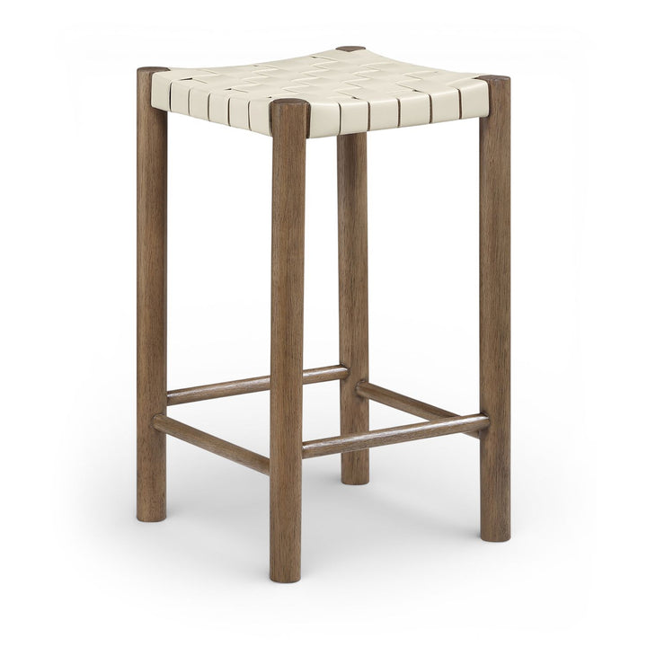 Entwine Vegan Leather Upholstered Counter Stool — Cream / Painted Brown