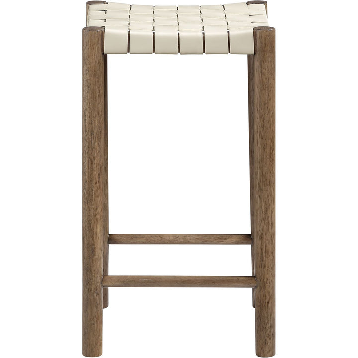 Entwine Vegan Leather Upholstered Counter Stool — Cream / Painted Brown