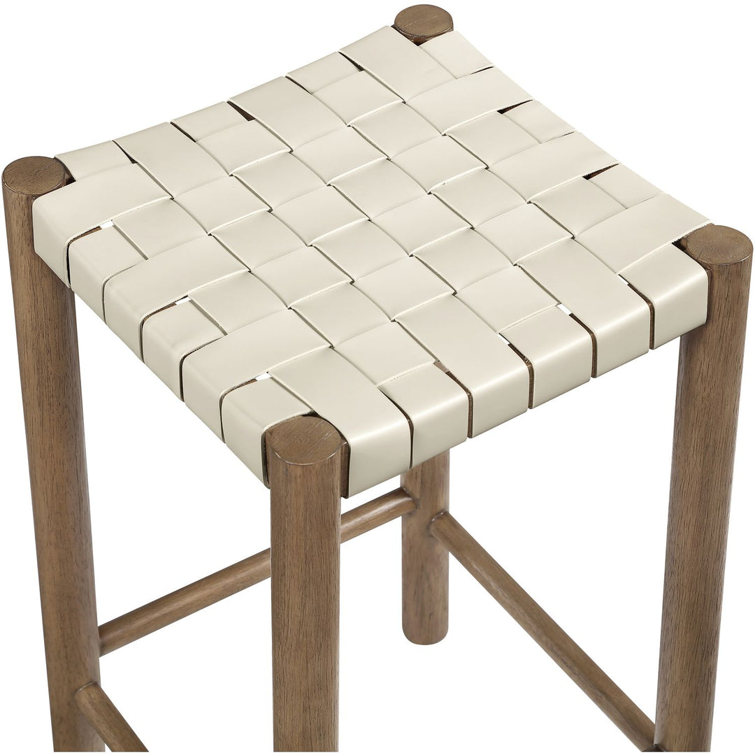 Entwine Vegan Leather Upholstered Counter Stool — Cream / Painted Brown