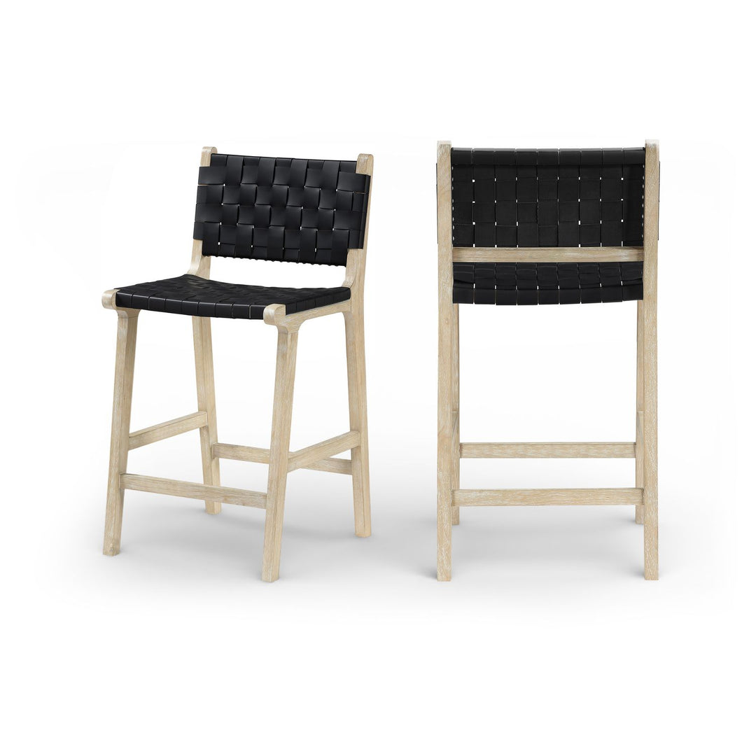 Entwine Black Vegan Leather Upholstered Counter Stool