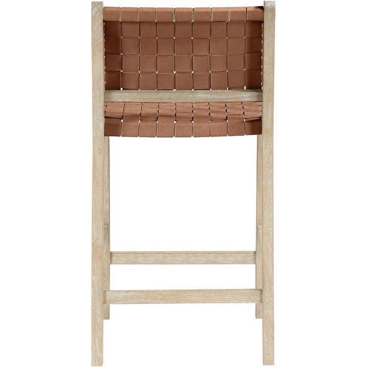 Entwine Vegan Leather Upholstered Counter Stool — Brown / Painted Natural / White Cerusing