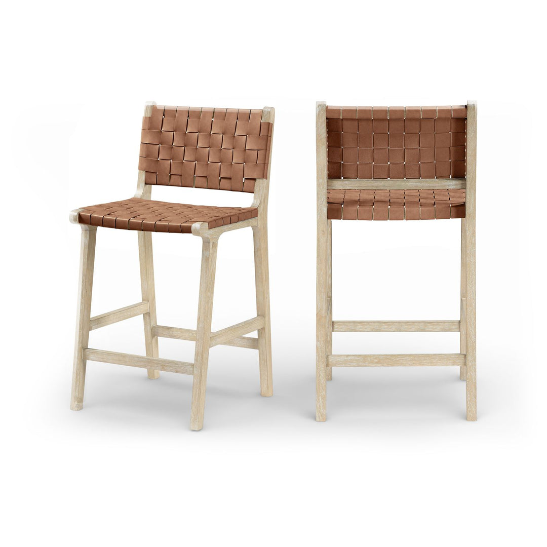 Entwine Brown Vegan Leather Upholstered Counter Stool