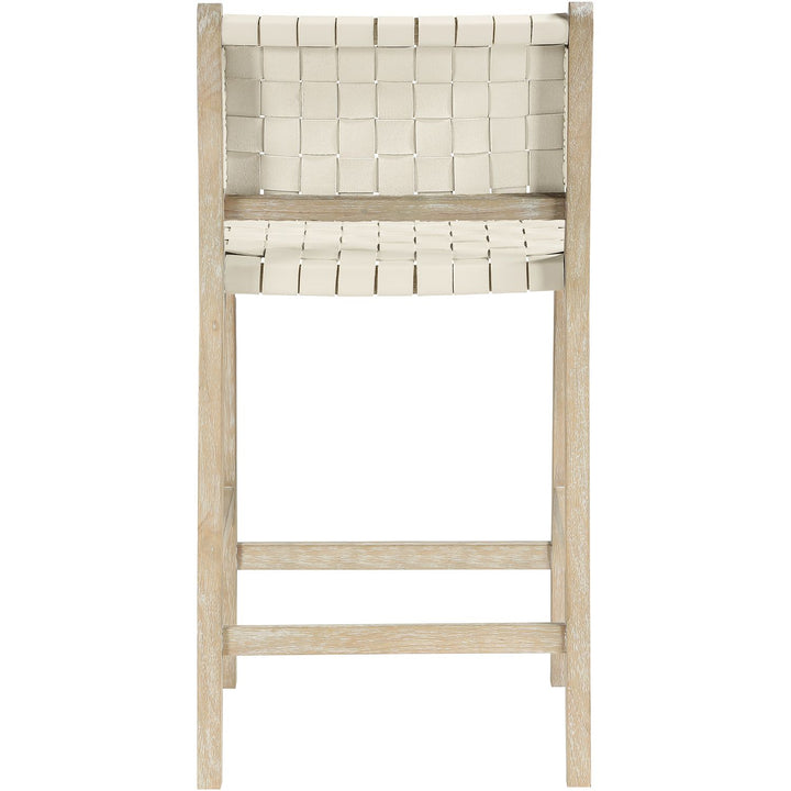 Entwine Vegan Leather Upholstered Counter Stool — Cream / Painted Natural / White Cerusing