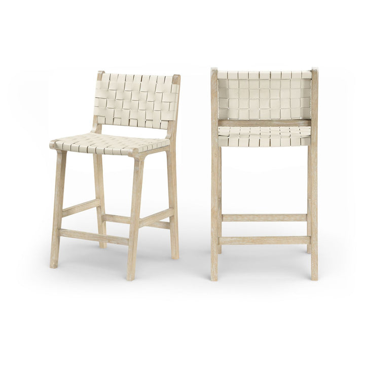 Entwine Cream Vegan Leather Upholstered Counter Stool