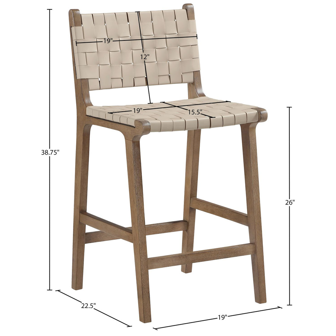 Entwine Vegan Leather Upholstered Counter Stool — Beige / Painted Brown
