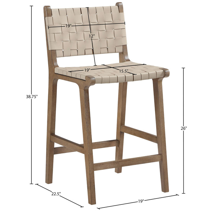 Entwine Vegan Leather Upholstered Counter Stool — Beige / Painted Brown