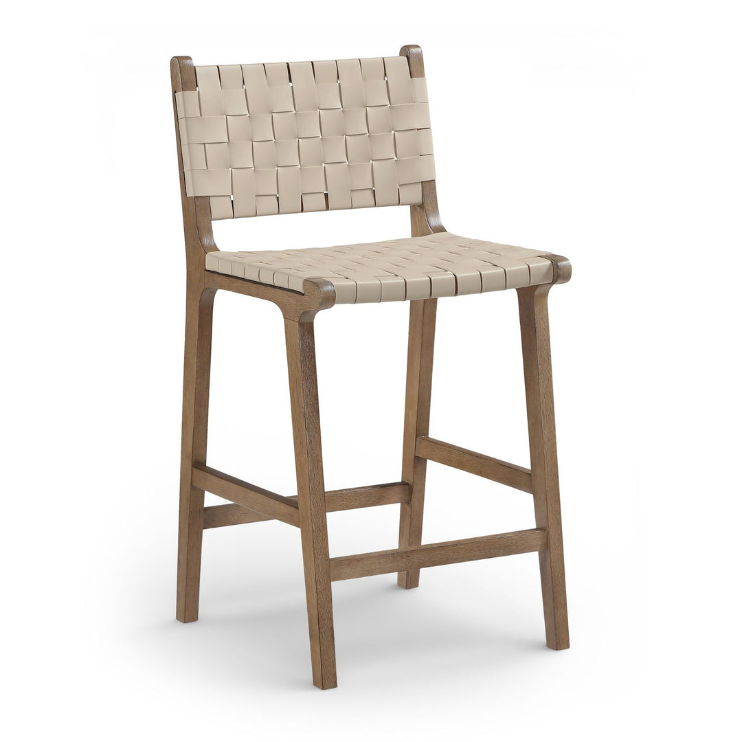 Entwine Vegan Leather Upholstered Counter Stool — Beige / Painted Brown