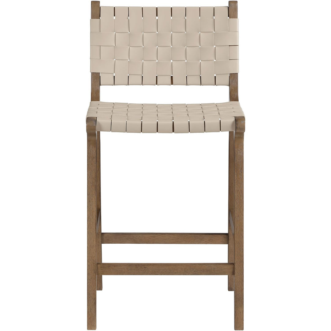 Entwine Vegan Leather Upholstered Counter Stool — Beige / Painted Brown