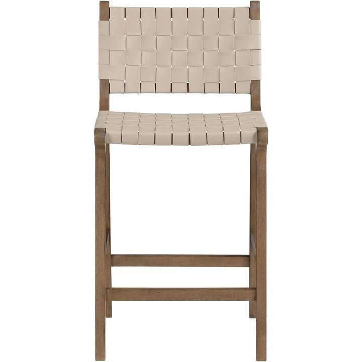Entwine Vegan Leather Upholstered Counter Stool — Beige / Painted Brown