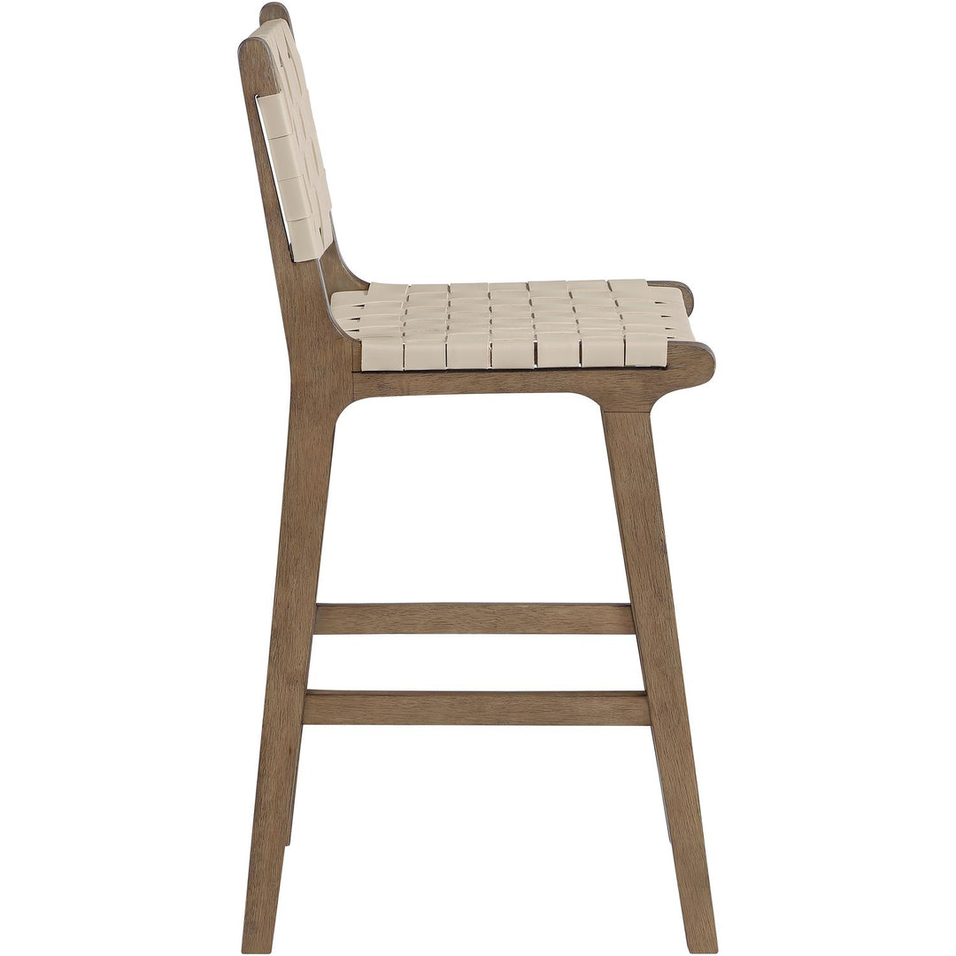 Entwine Vegan Leather Upholstered Counter Stool — Beige / Painted Brown