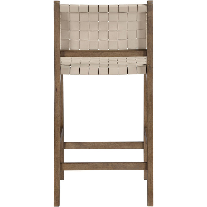 Entwine Vegan Leather Upholstered Counter Stool — Beige / Painted Brown