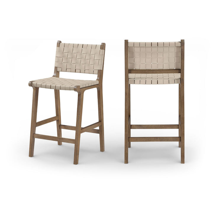 Entwine Beige Vegan Leather Upholstered Counter Stool