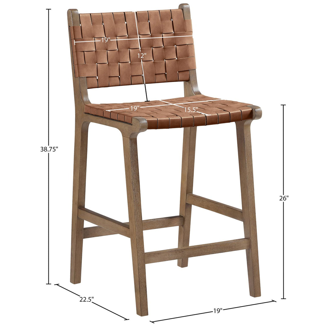 Entwine Vegan Leather Upholstered Counter Stool — Brown / Painted Brown