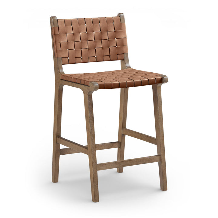Entwine Vegan Leather Upholstered Counter Stool — Brown / Painted Brown