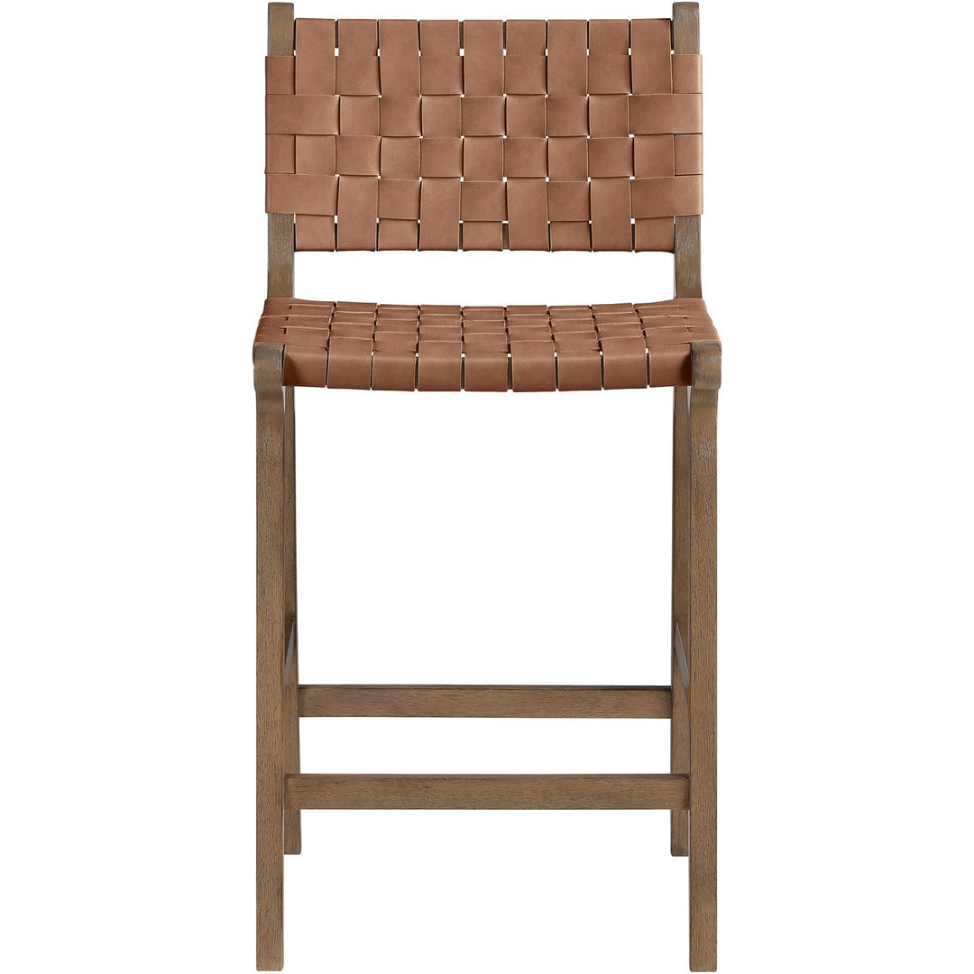 Entwine Vegan Leather Upholstered Counter Stool — Brown / Painted Brown