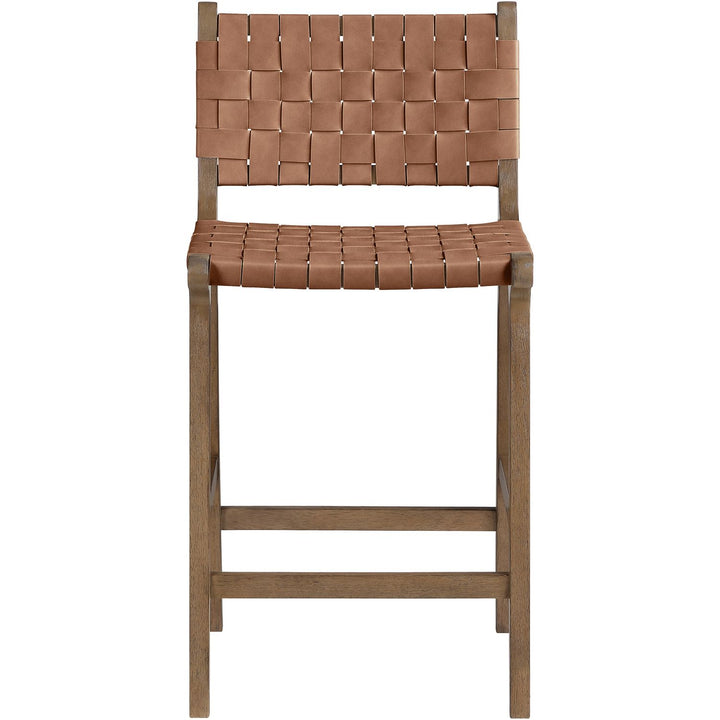 Entwine Vegan Leather Upholstered Counter Stool — Brown / Painted Brown
