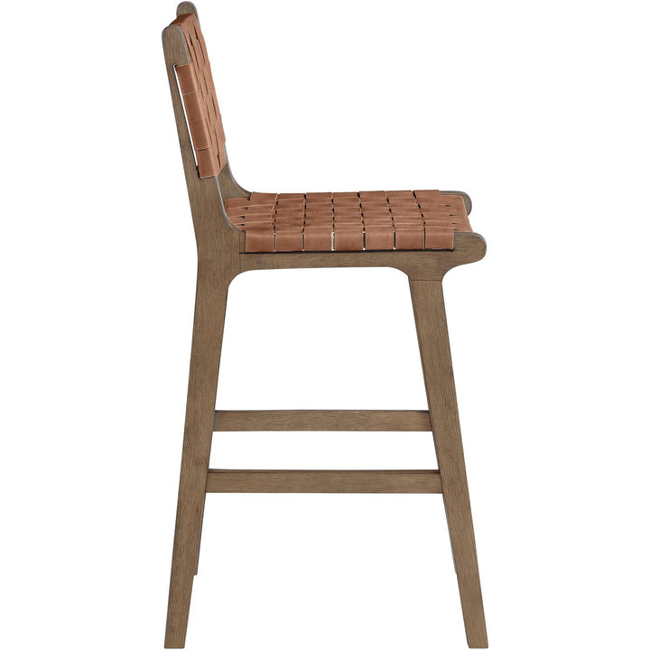 Entwine Vegan Leather Upholstered Counter Stool — Brown / Painted Brown
